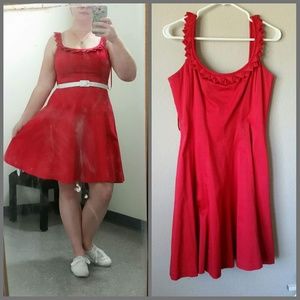 Nine West Red Scallop Neck Dress